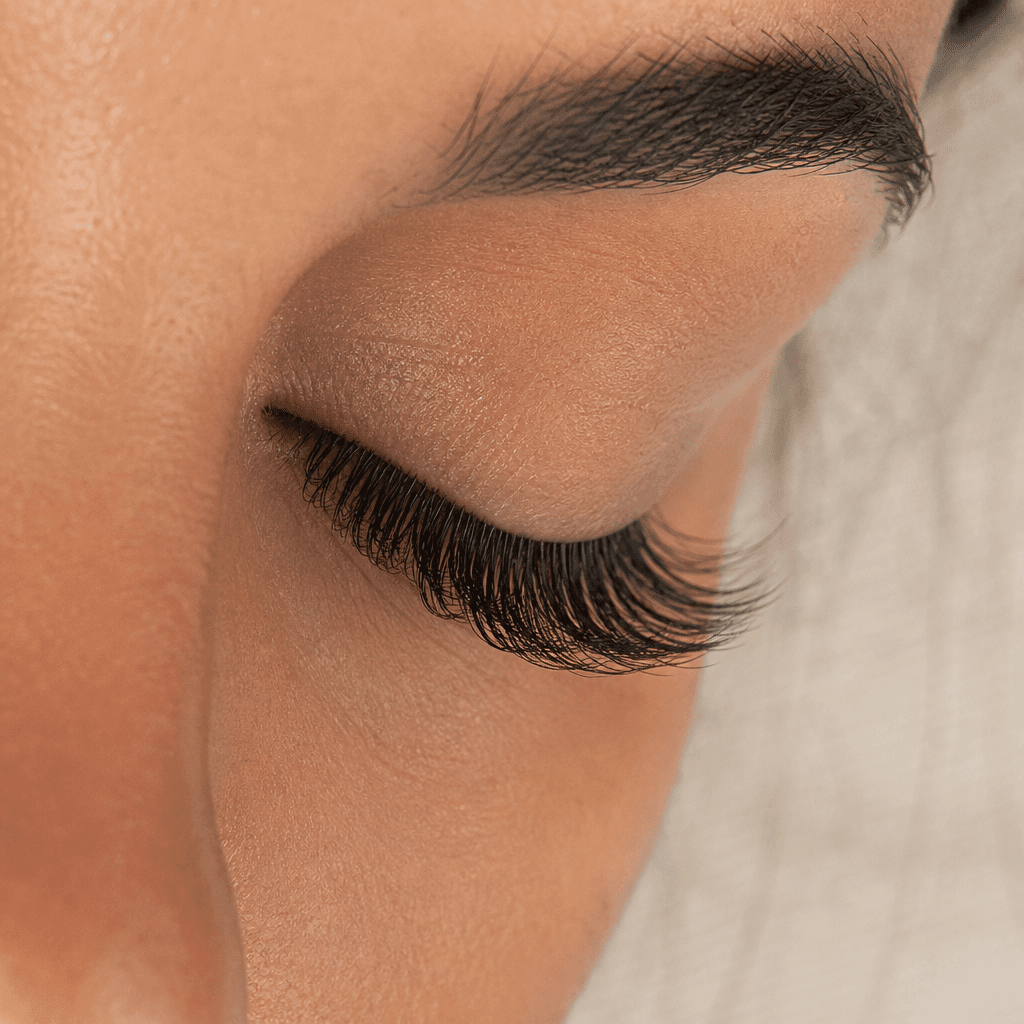 2D volume lashes — light volume on a round eye